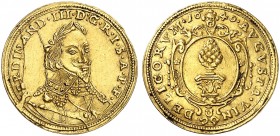 AUGSBURG. - Stadt. 
Dukat 1640, mit Brustbild und Titel Ferdinand III.
Friedb. 61, Forster 279 Gold, seltener Jahrgang ! Stempelsprung, ss