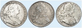 BAYERN. Maximilian III. Joseph, 1745-1777. 
Lot von 3 Stück: Konventions-Madonnentaler 1755, 1765 A, 1770.
Dav. 1952, 1954, 1953, Witt. 2164, 2209, ...