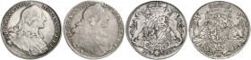 BAYERN. Maximilian III. Joseph, 1745-1777. 
Lot von 2 Stück: Konventionstaler 1760 1767, Amberg.
Dav. 1949, 1950, Witt. 2176, 2210, Hahn 307, 331 ss...