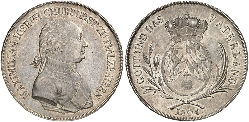 BAYERN. Maximilian IV. (I.) Joseph, 1799-1825. 
Konventionstaler 1804.
Thun 38...