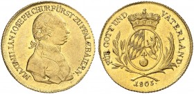 BAYERN. Maximilian IV. (I.) Joseph, 1799-1825. 
Dukat 1805.
Friedb. 263, D. S. 15, AKS 3, Witt. 2554, Hahn 434, Schlumb. 48 Gold vz