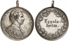 BAYERN. Ludwig II., 1864-1886. 
Tragbare Silbermedaille o. J. (von J. Ries, 41,5 mm), Bürgermeistermedaille des Marktes Eggols­heim. Brustbild / Name...