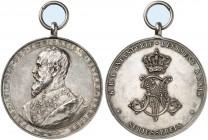 BAYERN. Luitpold, Prinzregent, * 1821, + 1912. 
Tragbare Silbermedaille o. J. (1899, von A. Börsch, 39,3 mm), Schiesspreis des I. Infanterie Regi­men...