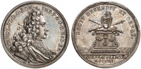 FRANKFURT. - Stadt. 
Silberabschlag vom Doppeldukat 1711, auf die Kaiserkrönung von Karl VI.
J. u. F. 683, Förschner 176.2 schöne Patina, vz - St