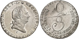 HANNOVER. Georg III., 1760-1820. 
2/3 Taler 1814 C, Feinsilber.
AKS 6, J. 1a vz