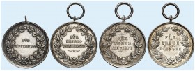HESSEN - DARMSTADT. Ernst Ludwig, 1892-1918. 
Lot von 4 Stück: Tragbare Silbermedaillen o. J. (unsigniert, je 33,2 mm). Für Tapferkeit, Für Kriegsver...