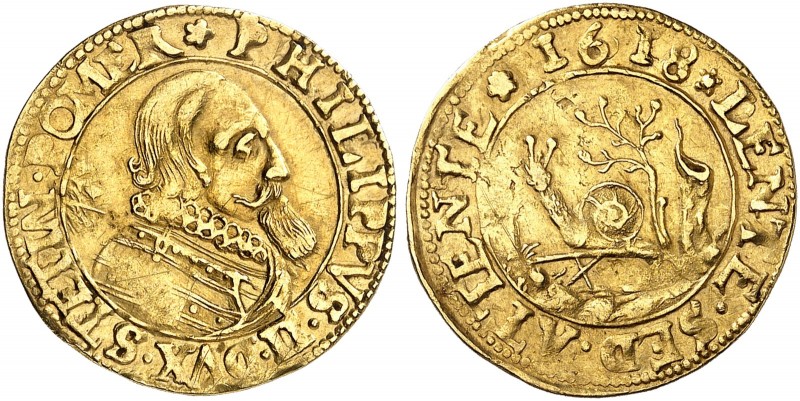 POMMERN- STETTIN. Philipp II., 1606-1618. 
Goldgulden 1618, Stettin.
Friedb. 2...