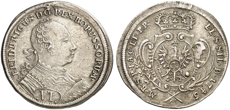 PREUSSEN. Friedrich II., "der Große", 1740-1786. 
6 Kreuzer 1746, Breslau.
Old...