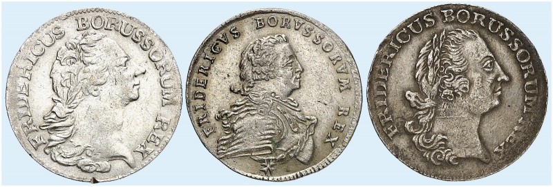 PREUSSEN. Friedrich II., "der Große", 1740-1786. 
Lot von 3 Stück: 1/6 Taler 17...