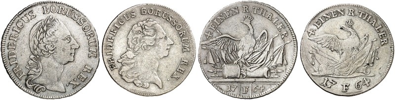 PREUSSEN. Friedrich II., "der Große", 1740-1786. 
Lot von 2 Stück: 1/4 Taler 17...