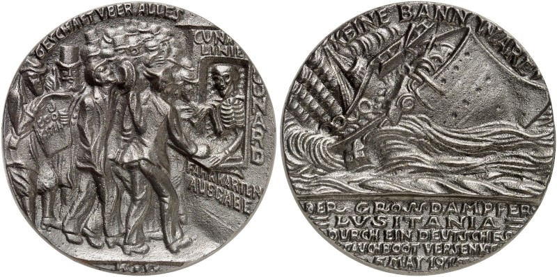 GOETZMEDAILLEN. 
Englische Eisengußmedaille 1915 (54,9 mm), auf die Torpedierun...