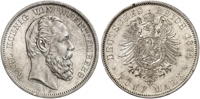 Silbermünzen der Deutschen Länder und Hansestädte. WÜRTTEMBERG. Karl, 1864-1891....