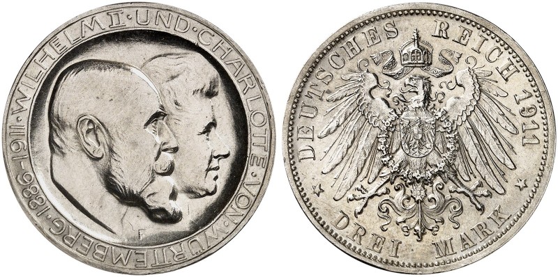 Silbermünzen der Deutschen Länder und Hansestädte. WÜRTTEMBERG. Wilhelm II., 189...