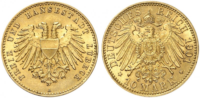 Goldmünzen der Deutschen Länder und Hansestädte. LÜBECK. J. 227, EPA 10/23 
10 ...