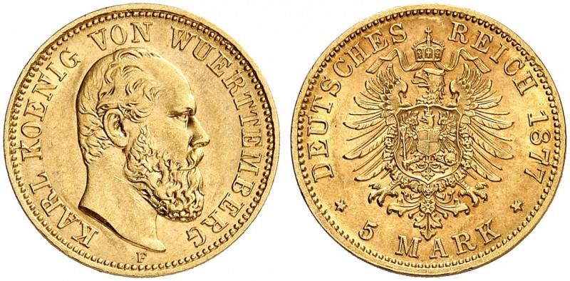 Goldmünzen der Deutschen Länder und Hansestädte. WÜRTTEMBERG. Karl, 1864-1891. J...