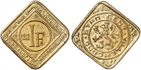 NOTMÜNZEN DER STADT GENT. J. N 617 I, EPA B 27 
1 FR(ank) 1915, Kupfer, vergoldet. RR !
vz - St