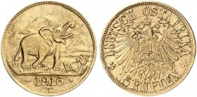 DEUTSCH - OST - AFRIKA. J. N 728b, EPA DOA 31 
15 Rupien 1916 T, Tabora. Gold
vz