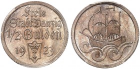 FREIE STADT DANZIG. J. D 6, EPA D 9 
1/2 Gulden 1923, Danziger Kogge.
PCGS MS 64, f. St