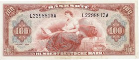 BUNDESREPUBLIK DEUTSCHLAND. 
100 Deutsche Mark 1948. Serie L - A.
Ros. 244, Gra. WBZ-8 stärker gebraucht
