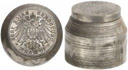 PRÄGESTEMPEL. Matrizen aus Eisen für Reichsgoldmünzen. 
Prägestempel der Wertseite für 10 Mark 1896.
vz