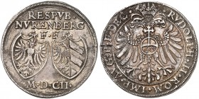 Guldentaler zu 60 Kreuzer 1602, mit Titel Rudolph II.
Dav. 89, Kellner 148, Slg. Erl. 255 min. korrodiert, ss / ss+