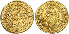 Goldgulden 1612.
Friedb. 1807, Kellner 20, Slg. Erl. 243 Gold vz