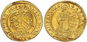 Goldgulden 1618.
Friedb. 1812, Kellner 27, Slg. Erl. 306 Gold vz+