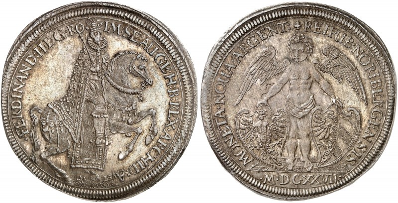 Doppeltaler 1627, mit Kaiser Ferdinand II. zu Pferd.
Dav. A 5640, Kellner 224, ...