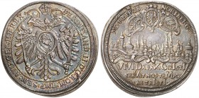 1/2 Taler 1631 (Chronogramm), mit Brustbild und Titel Ferdinand II. / Stadtansicht.
Kellner 282, Slg. Erl. 454 R ! vz