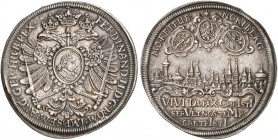 Taler 1631 (Chronogramm), mit Brustbild und Titel Ferdinand II. / Stadtansicht.
Dav. 5650, Kellner 244, Slg. Erl. 432 vz+