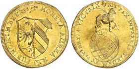Lammdukat 1632 (Chronogramm).
Friedb. 1824, Kellner 56, Slg. Erl. 350 Gold l. gewellt, vz