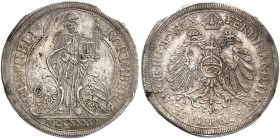 Guldentaler zu 60 Kreuzer 1636, mit Titel Ferdinand II.
Dav. 95, Kellner 208, Slg. Erl. 376 kl. ZE, min. Sfr., ss+