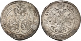 Taler 1637, mit Titel Ferdinand II.
Dav. 5647, Kellner 248, Slg. Erl. 444 Stempelfehler, vz