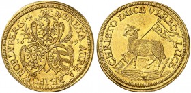 Doppelter Lammdukat 1649.
Friedb. 1832, Kellner 49, Slg. Erl. 522 Gold winz. Graffiti, f. St