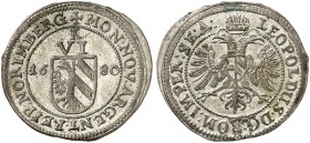 6 Kreuzer 1680, mit Titel Leopold I.
Kellner 309, Slg. Erl. 650 vz - prfr