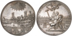 Taler o. J. (1688), "Rathaustaler" mit offenen Türen / Stadtansicht.
Dav. 5663, Kellner 260, Slg. Erl. 630 schöne Patina, vz+