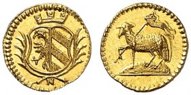 1/16 Lammdukat o. J. (1700), ohne Mzm.
Friedb. 1895, Kellner 101, Slg. Erl. 611 Gold St