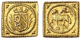 1/16 Lammdukatenklippe o. J. (1700), ohne Mzm.
Friedb. 1896, Kellner 102, Slg. Erl. 612 Gold f. St