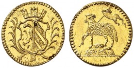 1/8 Lammdukat o. J. (1700), ohne Mzm.
Friedb. 1893, Kellner 98, Slg. Erl. 606 Gold f. St