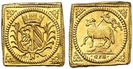 1/4 Lammdukatenklippe o. J. (1700), Mzm. GFN (1700-1716).
Friedb. 1892, Kellner 95, Slg. Erl. 602 Gold St