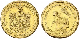 1/2 Lammdukat 1700 (Chronogramm), Mmz. CGL (1745-1755).
Friedb. 1887, Kellner 88, Slg. Erl. - Gold vz - St