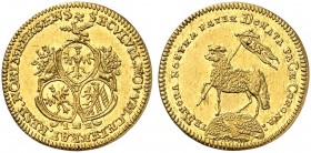 1/2 Lammdukat 1700 (Chronogramm), Mmz. IMF (1755-1764)..
Friedb. 1887, Kellner 89, Slg. Erl. 595 Gold vz