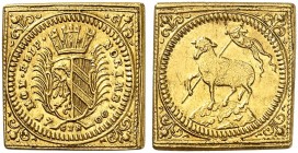 1/2 Lammdukatenklippe 1700, Mzm. GFN (1700-1716).
Friedb. 1888, Kellner 90, Slg. Erl. 596 Gold f. St