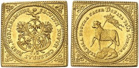 Lammdukatenklippe 1700 (Chronogramm), Mzm. GFN (1700-1716).
Friedb. 1886, Kellner 72, Slg. Erl. 590 Gold vz+