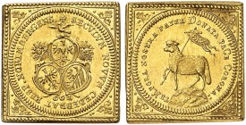 Lammdukatenklippe 1700 (Chronogramm), Mzm. CGL (1745-1755).
Friedb. 1886, Kellner 73, Slg. Erl. 591 Gold vz