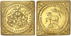 Doppelte Lammdukatenklippe 1700 (Chronogramm), ohne Mzm.
Friedb. 1884, Kellner 52, Slg. Erl. 586 Gold ss / vz