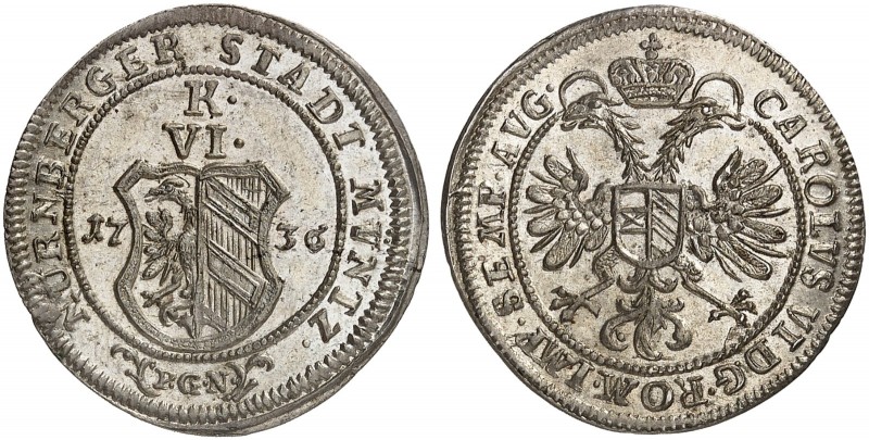 6 Kreuzer 1736, mit Titel Karl VI.
Kellner 311, Slg. Erl. 696 vz - St