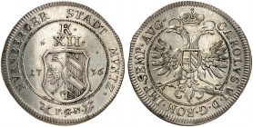 12 Kreuzer 1736, mit Titel Karl VI.
Kellner 306, Slg. Erl. 692 kl. Stempelfehler, vz+