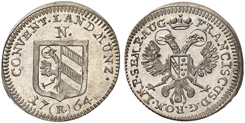 Landmünze / 3 Kreuzer 1764, mit Titel Franz I.
Kellner 374, Slg. Erl. 731 f. St...