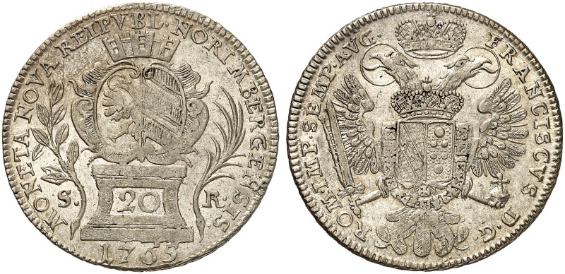 20 Kreuzer 1765, mit Titel Franz I.
Kellner 358, Slg. Erl. 722 l. Prägeschwäche...